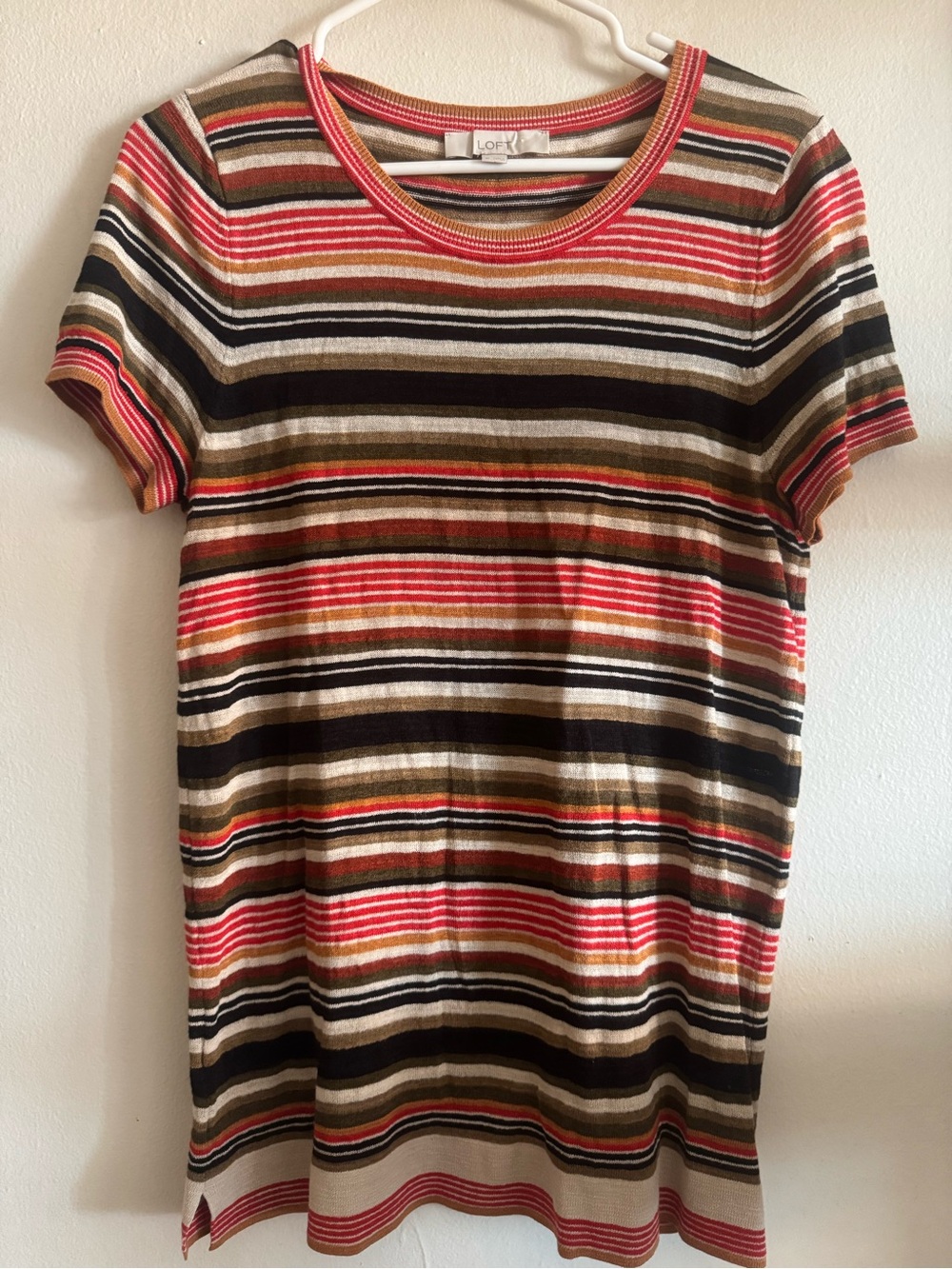 LOFT Short Sleeve Striped Knit Top - Multi